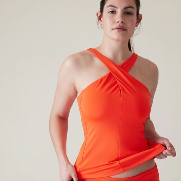 Athleta Crossed Tankini Power of She NEW Size Small in Orange - Picture 1 of 10